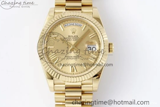 MiroTime 0505 Comfortable DayDate 40 YG JDF Gain Weight 904L Steel YG Dial Roman Markers on President Bracelet A2836 V 1821